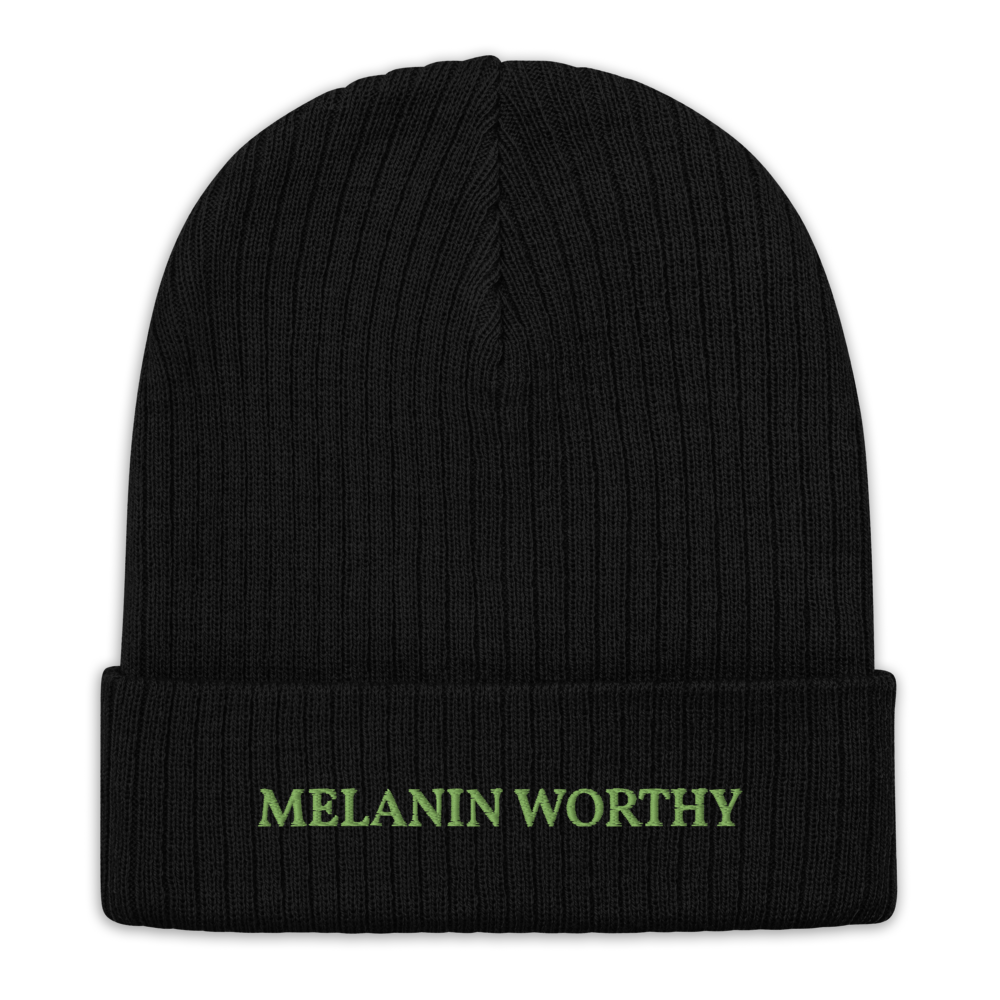 MELANIN WORHTY (KIWI GREEN) ECO FRIENDLY cuffed beanie (BLACK)