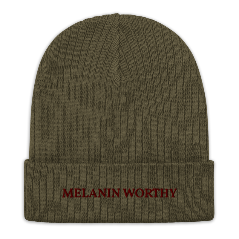 MELANIN WORHTY (PLUM) ECO FRIENDLY cuffed beanie (OLIVE GREEN)