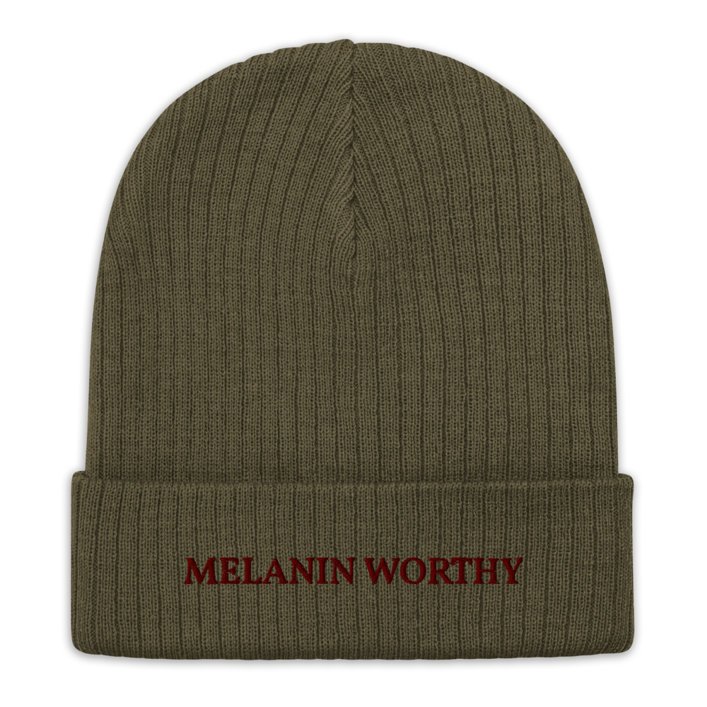 MELANIN WORHTY (PLUM) ECO FRIENDLY cuffed beanie (OLIVE GREEN)