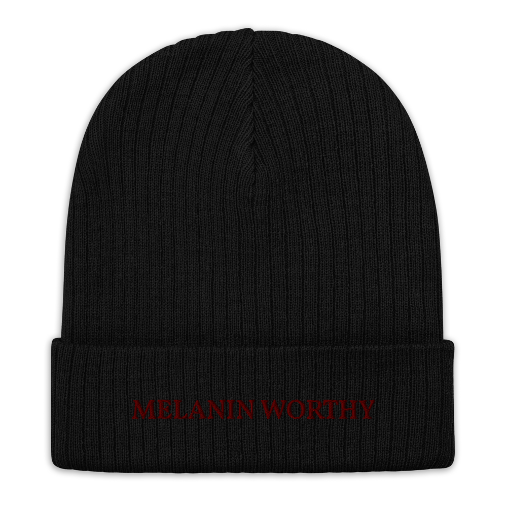 MELANIN WORHTY (PLUM) ECO FRIENDLY cuffed beanie (BLACK)