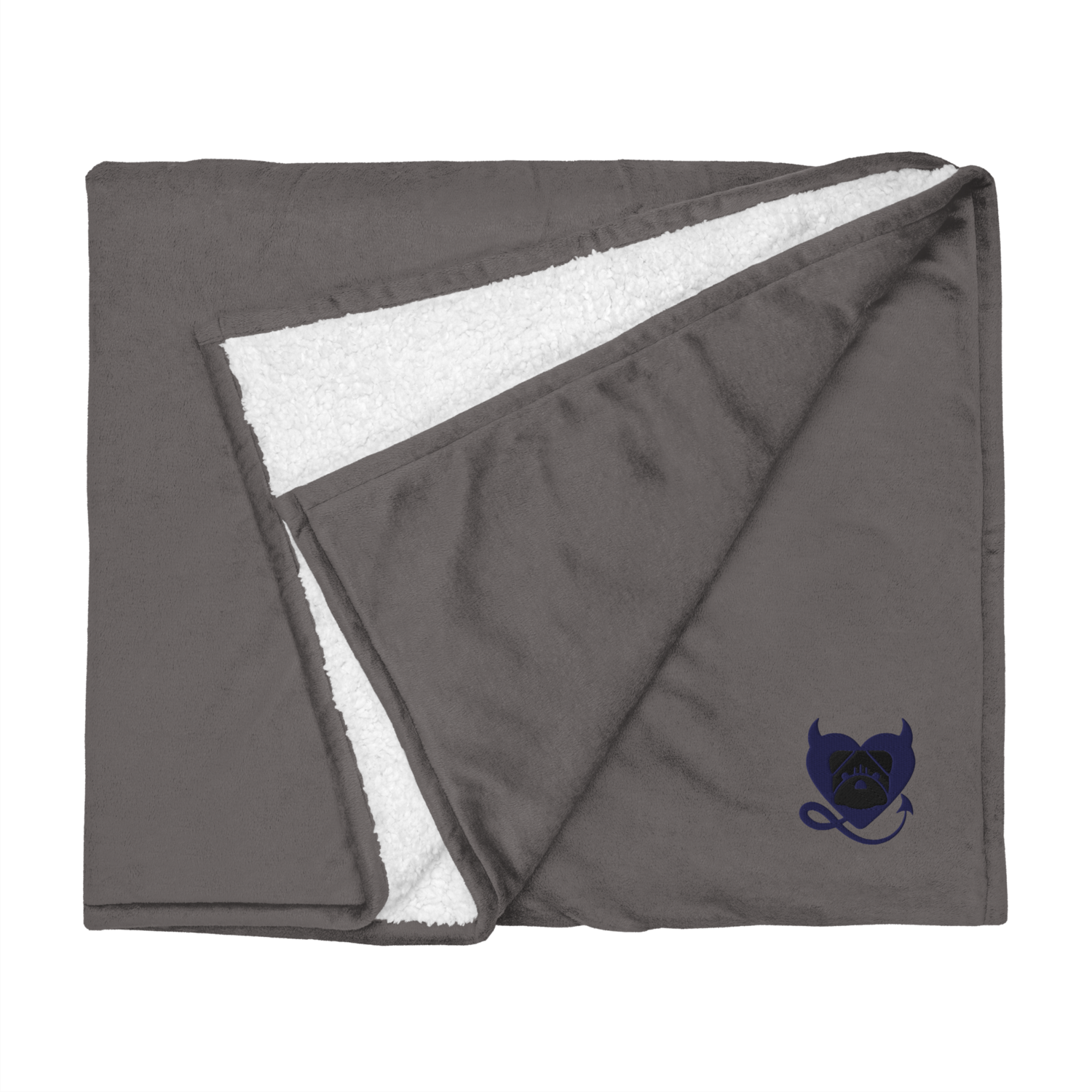 BULLYCRUSH (NAVY BLUE/BLACK) Premium sherpa PUPPY blanket (HEATHER GREY)