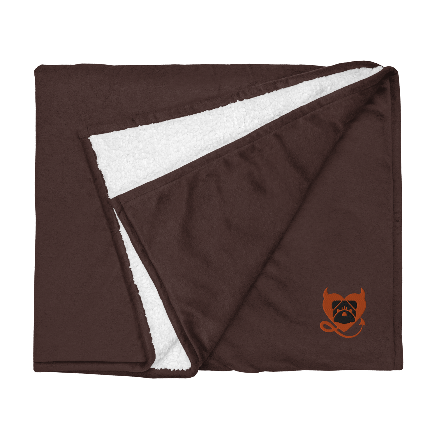 BULLYCRUSH (ORANGE/BLACK) Premium sherpa PUPPY blanket (FIRESIDE BROWN)