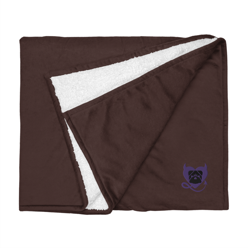 BULLYCRUSH (LILAC PURPLE/BLACK) Premium sherpa PUPPY blanket (FIRESIDE BROWN)