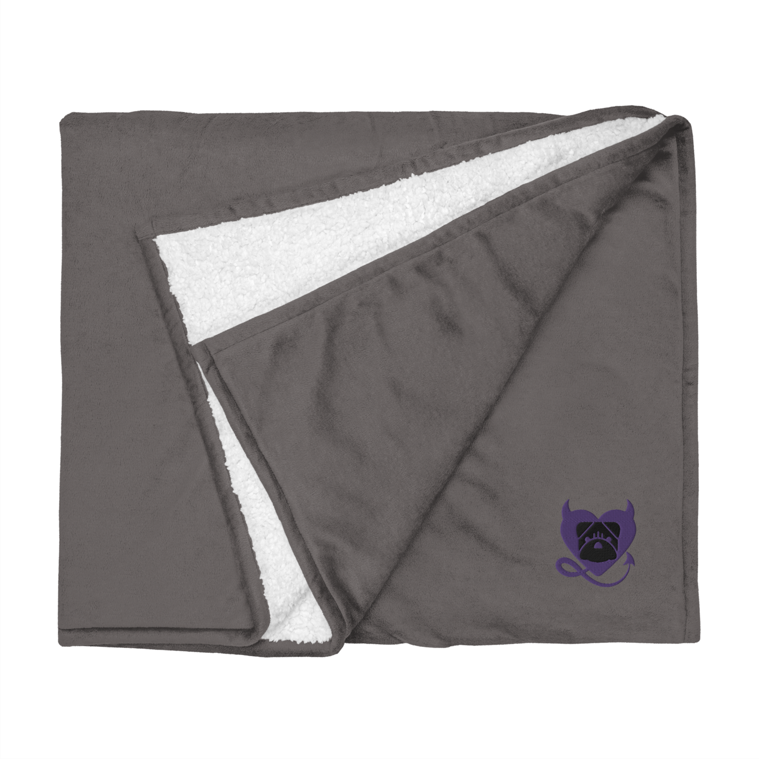 BULLYCRUSH (LILAC PURPLE/BLACK) Premium sherpa PUPPY blanket (HEATHER GREY)