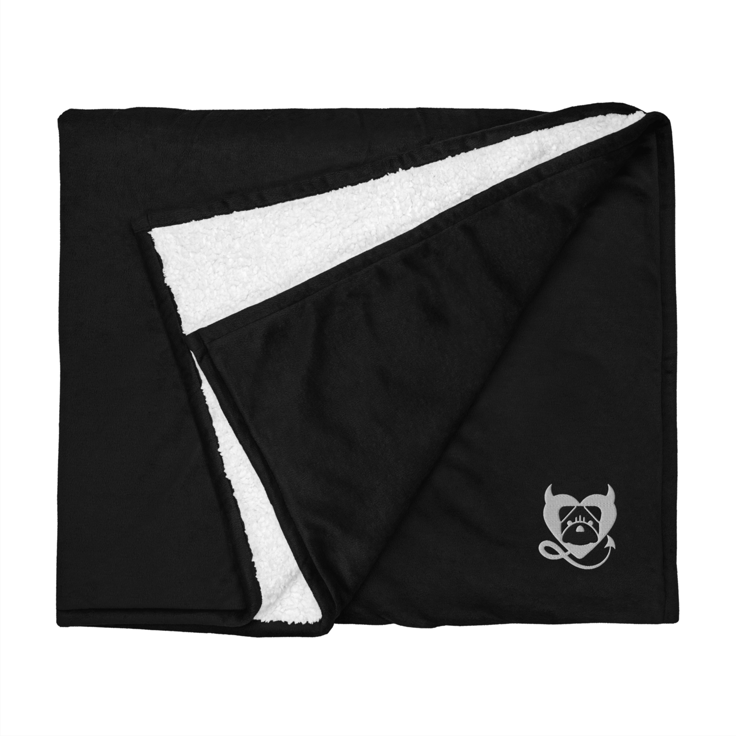 BULLYCRUSH (WHITE/BLACK) Premium sherpa PUPPY blanket (BLACK), Color: Black