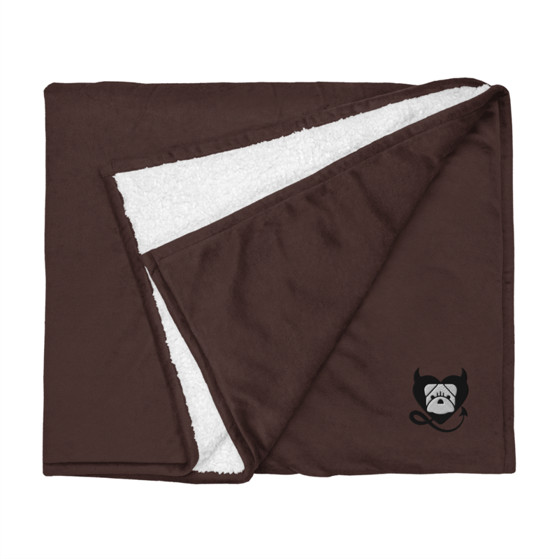 BULLYCRUSH (BLACK/WHITE) Premium sherpa PUPPY blanket (FIRESIDE BROWN)