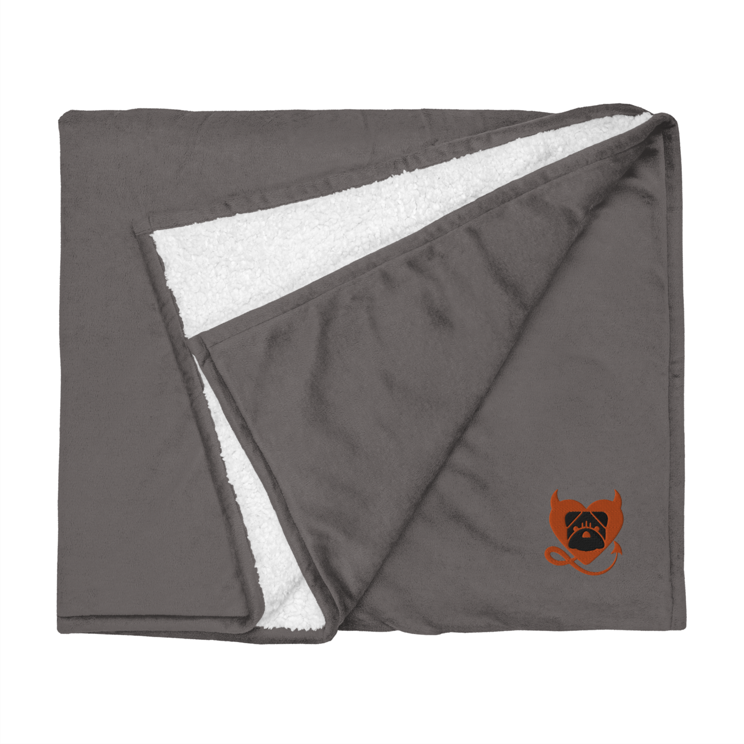 BULLYCRUSH (ORANGE/BLACK) Premium sherpa PUPPY blanket (HEATHER GREY)