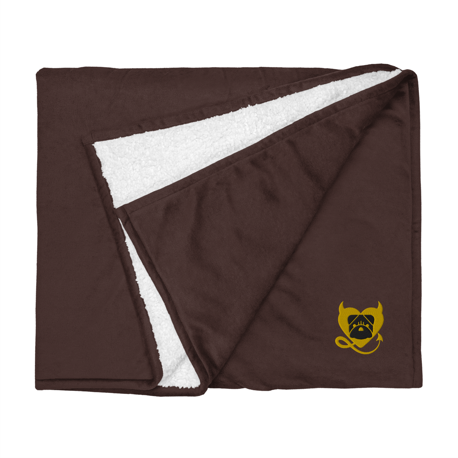 BULLYCRUSH (YELLOW GOLD/BLACK) Premium sherpa PUPPY blanket (FIRESIDE BROWN)