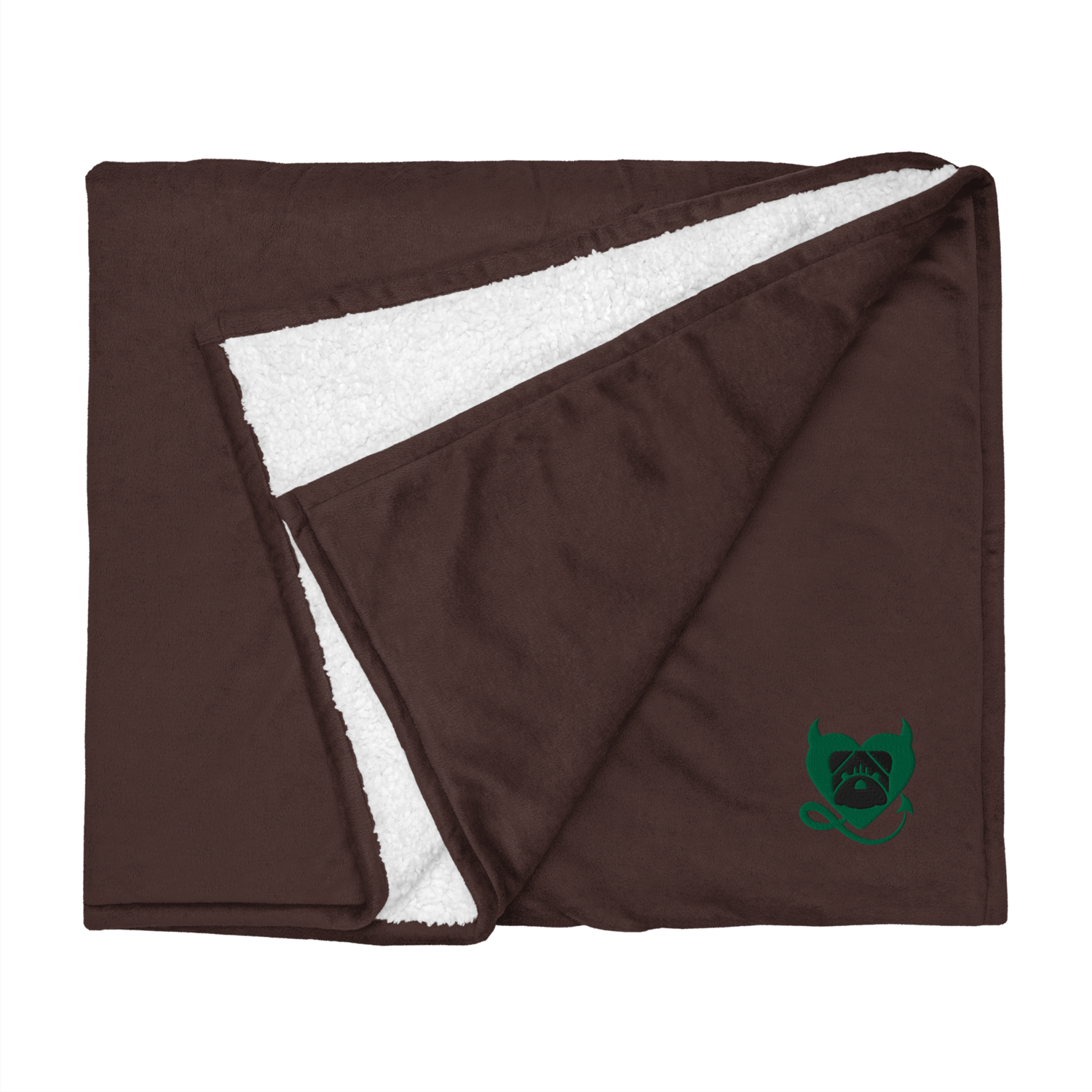 BULLYCRUSH (KELLY GREEN/BLACK) Premium sherpa PUPPY blanket (FIRESIDE BROWN)