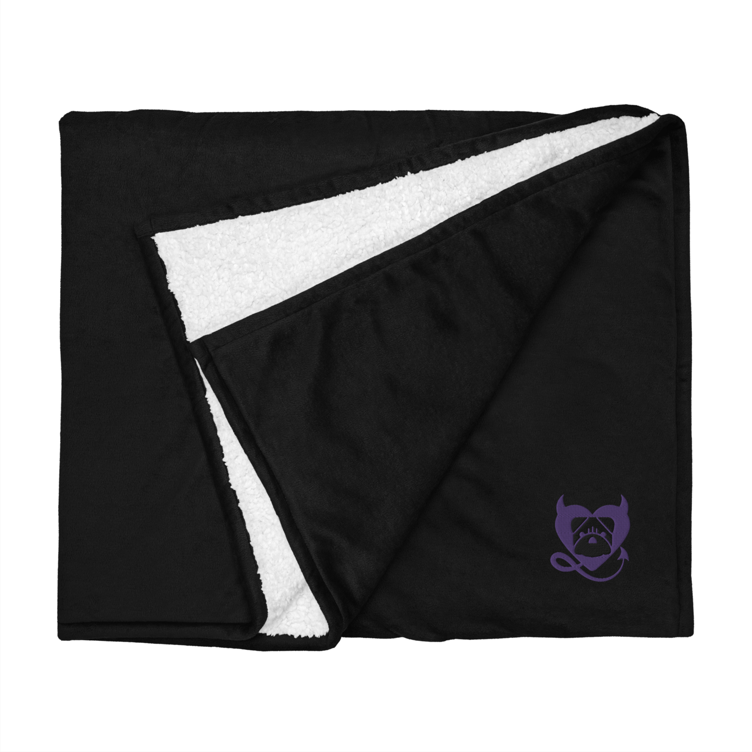 BULLYCRUSH (LILAC PURPLE/BLACK) Premium sherpa PUPPY blanket (BLACK)