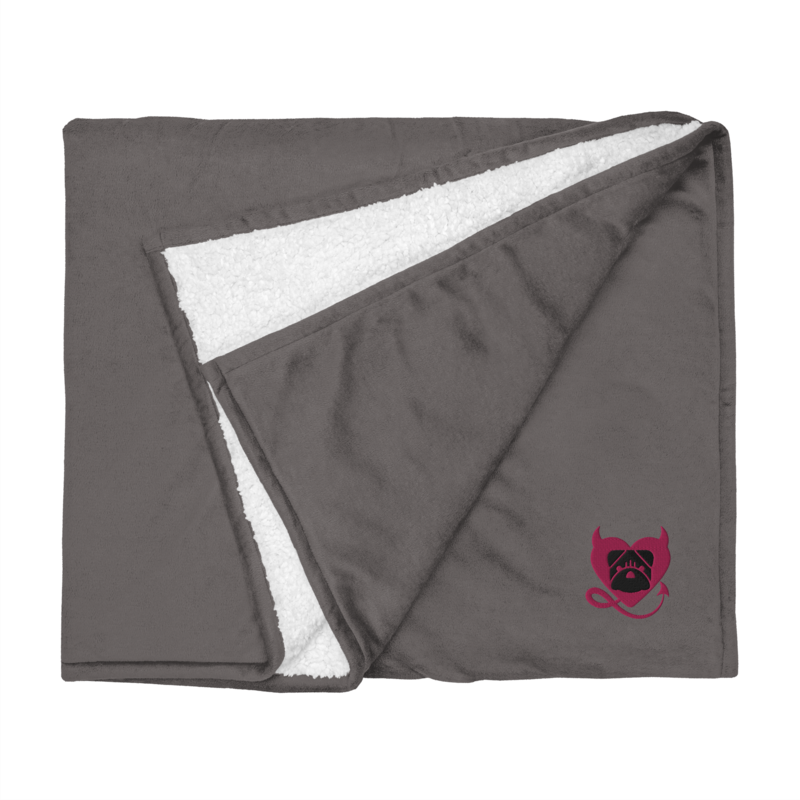 BULLYCRUSH (PINK/BLACK) Premium sherpa PUPPY blanket (HEATHER GREY)