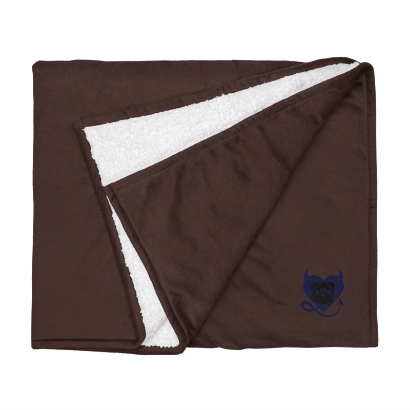 BULLYCRUSH (NAVY BLUE/BLACK) Premium sherpa PUPPY blanket (FIRESIDE BROWN)