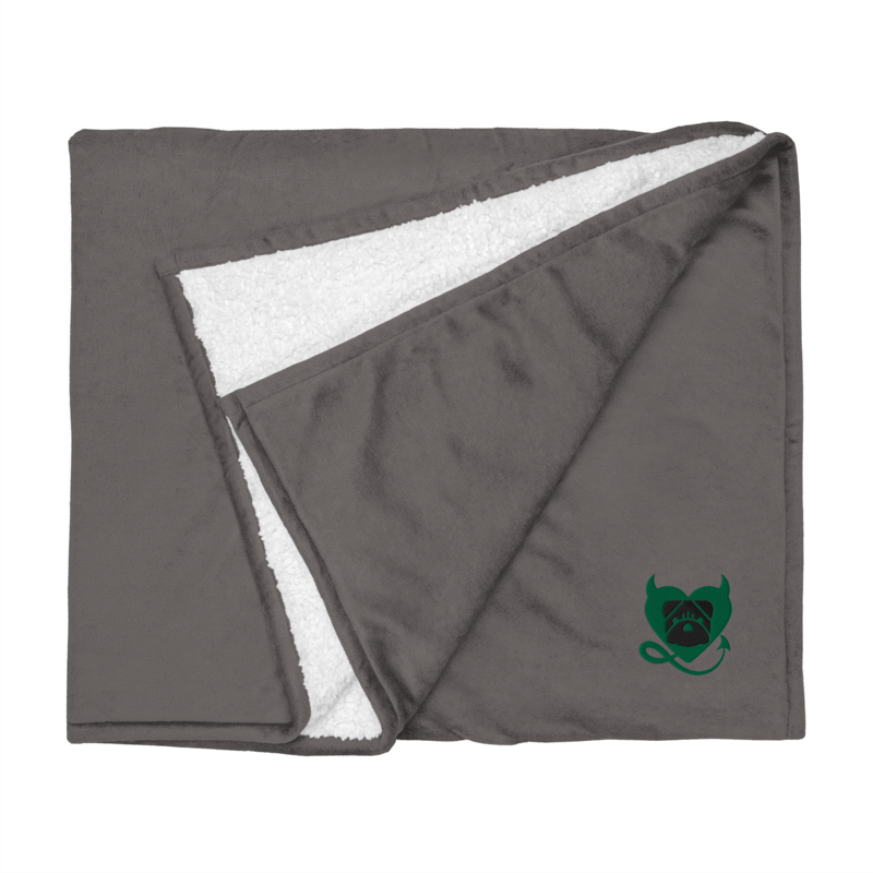 BULLYCRUSH (KELLY GREEN/BLACK) Premium sherpa PUPPY blanket (HEATHER GREY)