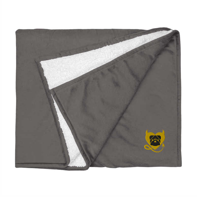 BULLYCRUSH (YELLOW GOLD/BLACK) Premium sherpa PUPPY blanket (HEATHER GREY)