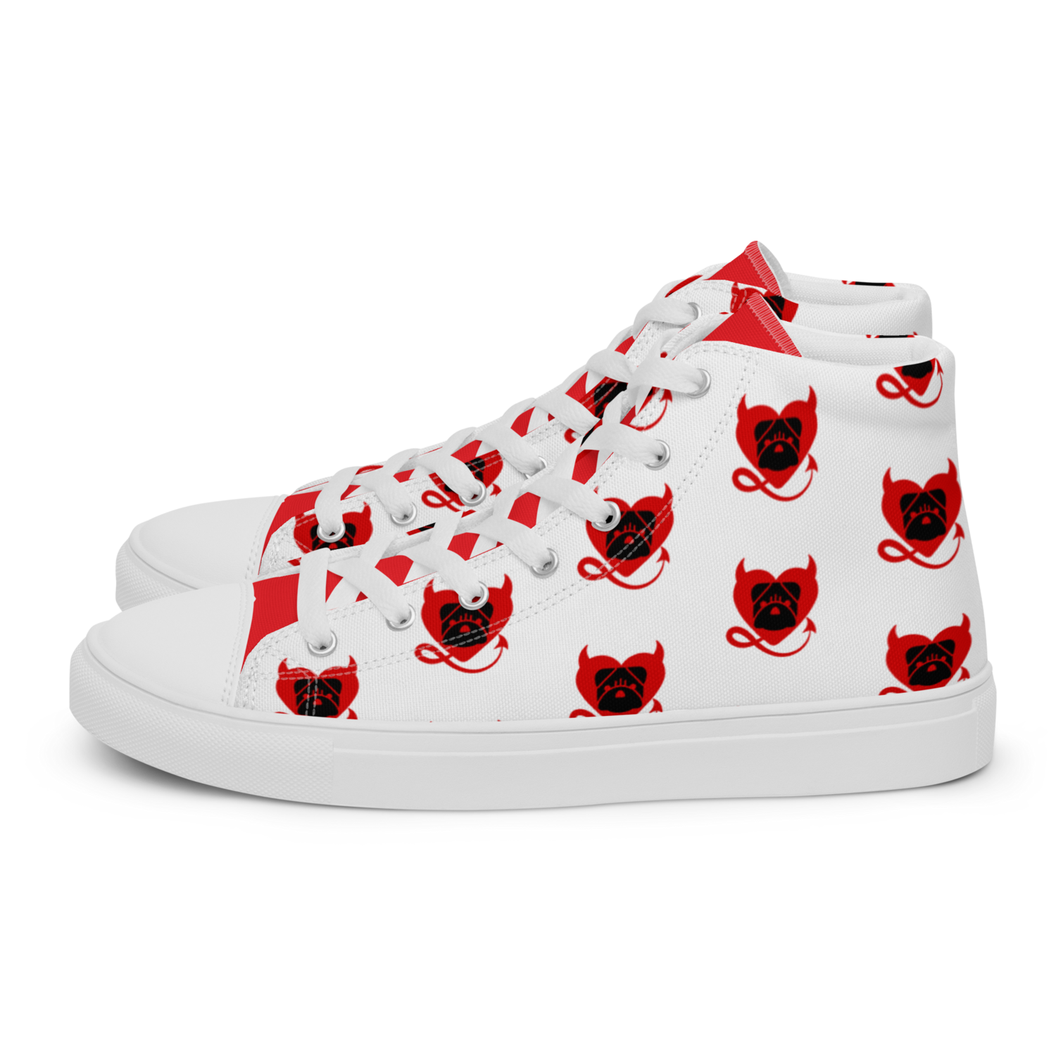 Women’s BULLYCRUSH (2) high top canvas shoes (WHITE/RED), Size: 5