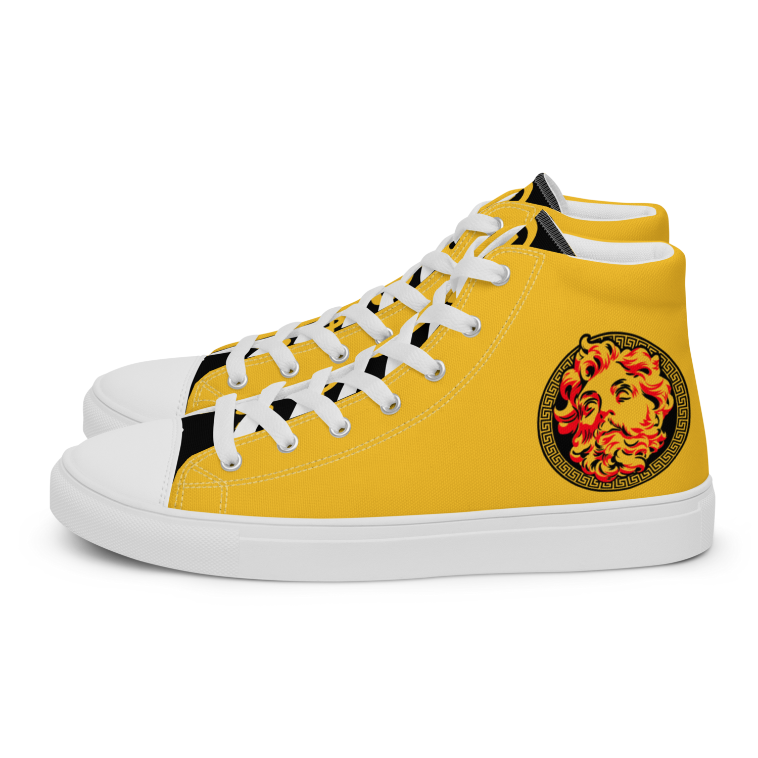 Men’s GRO$$ EURO high top canvas shoes (BLACK/YELLOW/BLACK), Size: 5