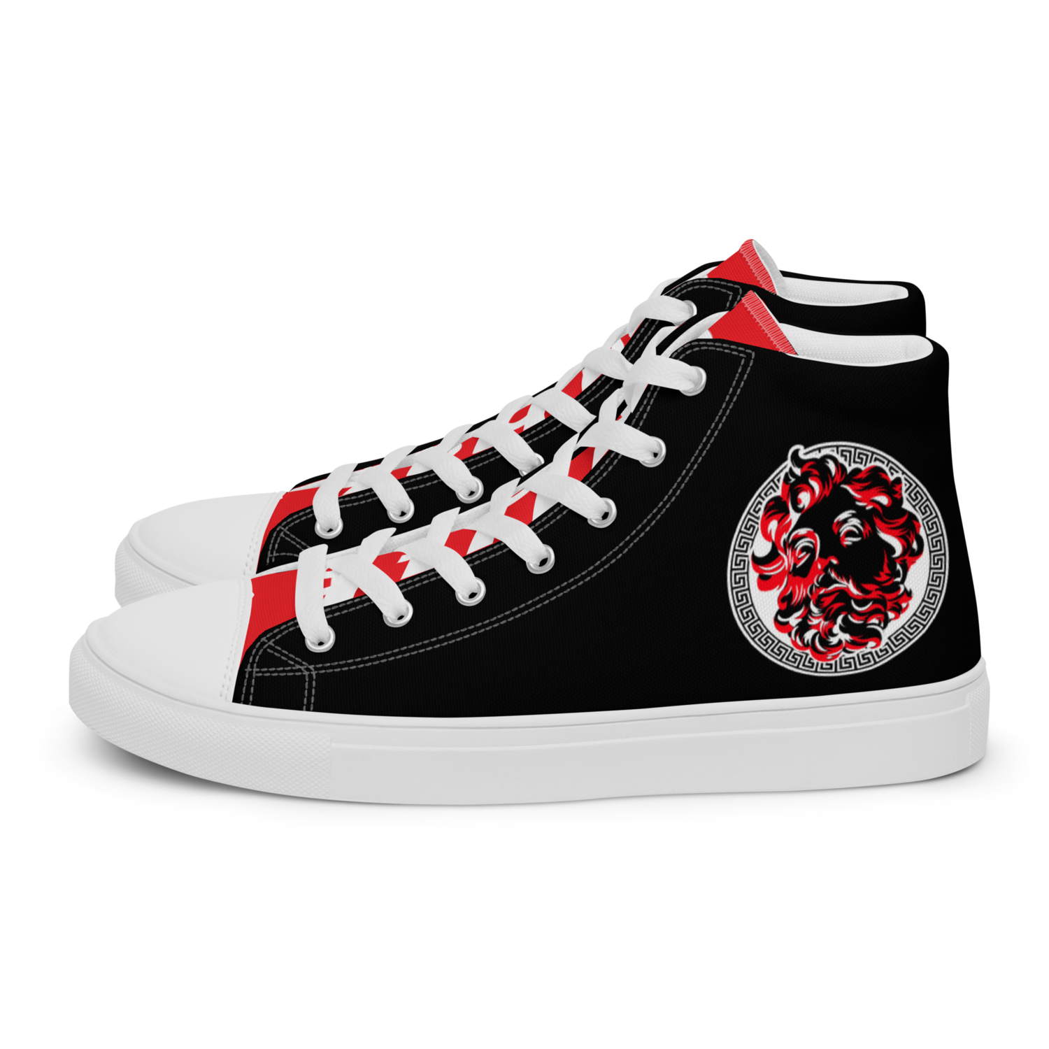 Men’s GRO$$ EURO high top canvas shoes (BLACK/RED/WHITE), Size: 5