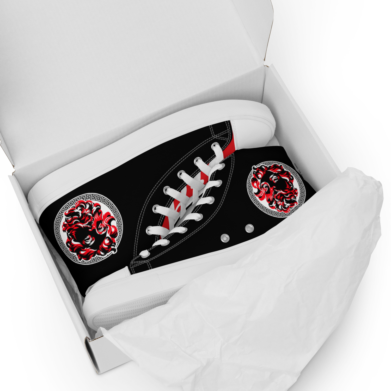 Men’s GRO$$ EURO high top canvas shoes (BLACK/RED/WHITE)