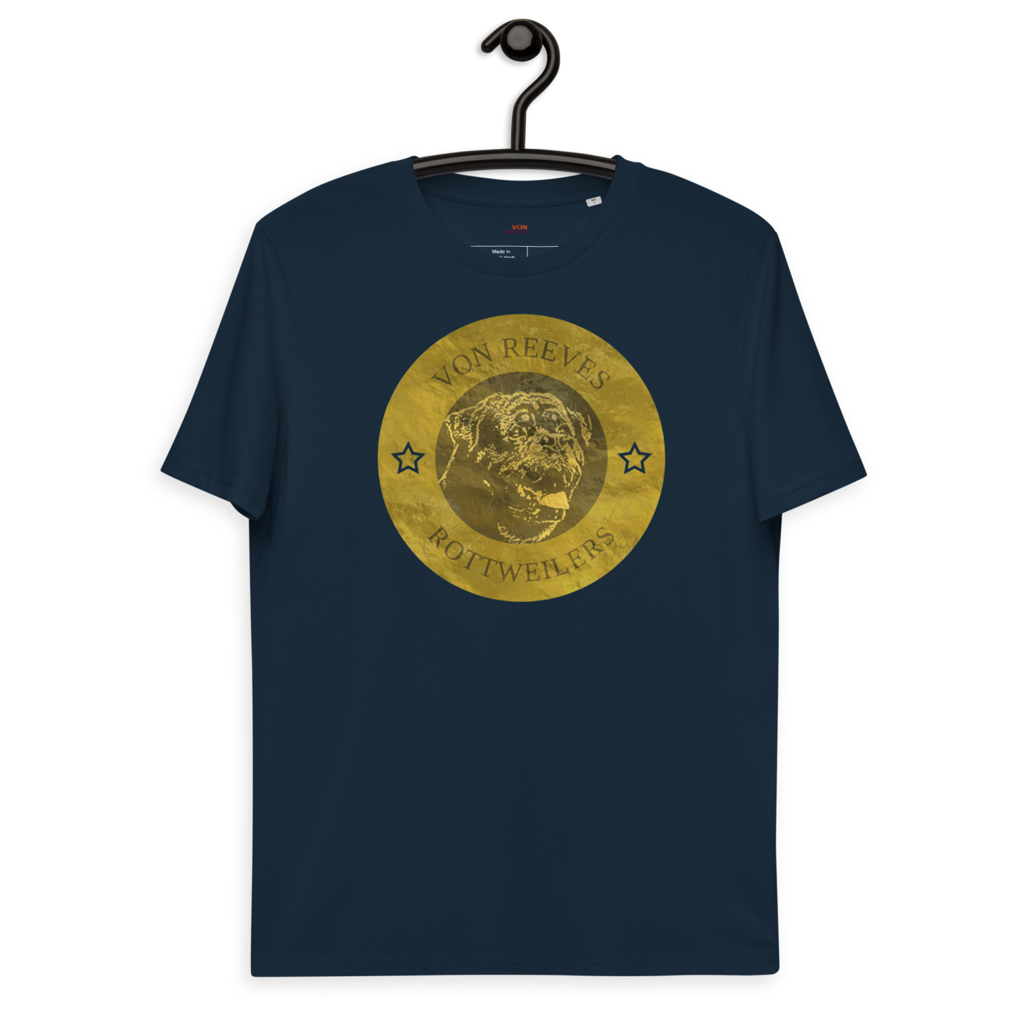 VON REEVES COIN OF THOR (GOLD) Unisex organic cotton t-shirt (FRENCH NAVY BLUE)