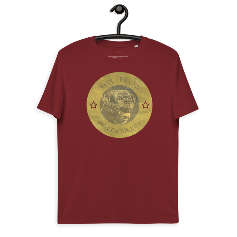 VON REEVES COIN OF THOR (GOLD) Unisex organic cotton t-shirt (BURGUNDY)
