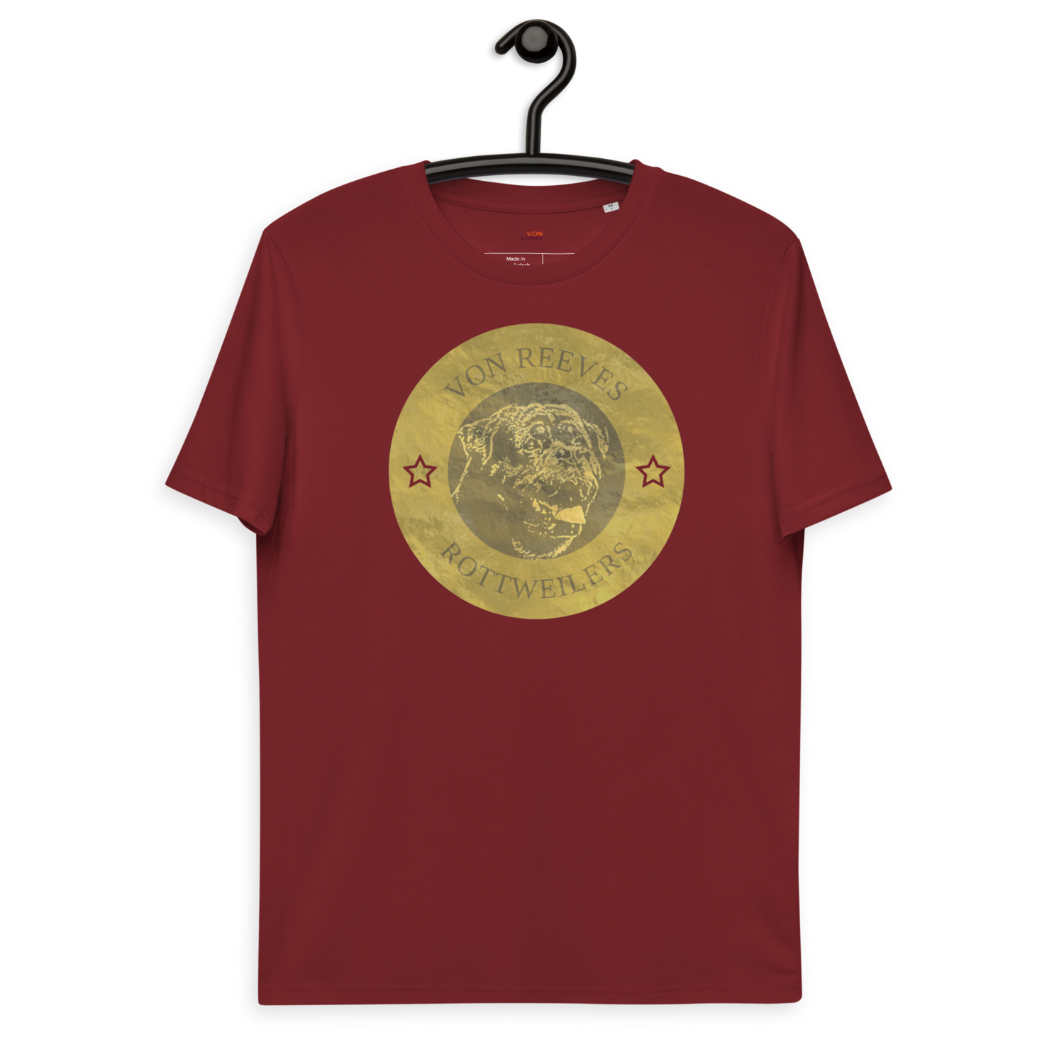 VON REEVES COIN OF THOR (GOLD) Unisex organic cotton t-shirt (BURGUNDY)