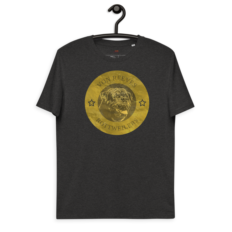 VON REEVES COIN OF THOR (GOLD) Unisex organic cotton t-shirt (DARK HEATHER GREY)