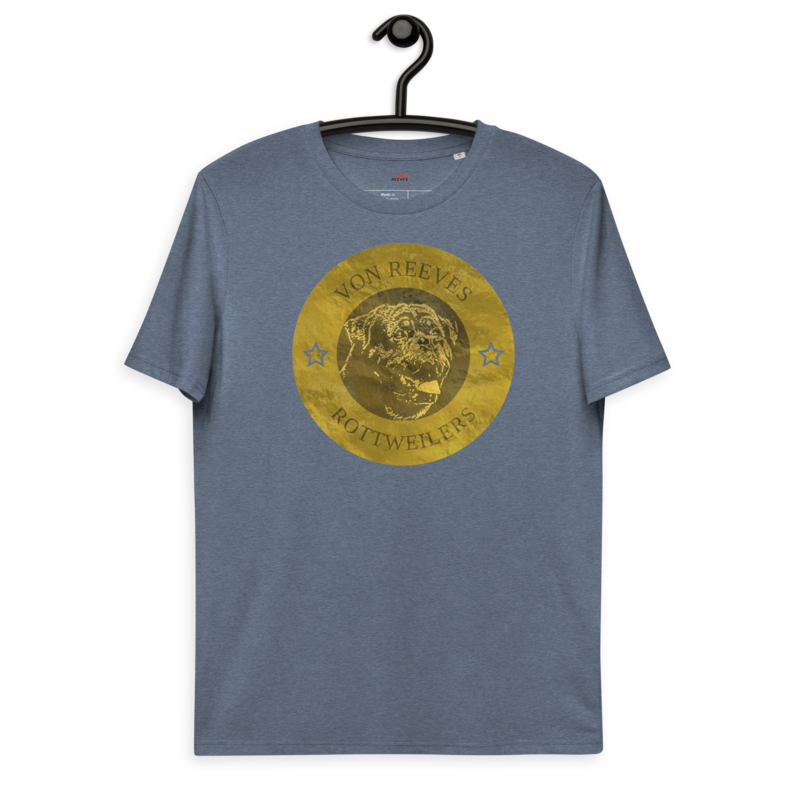 VON REEVES COIN OF THOR (GOLD) Unisex organic cotton t-shirt (DARK HEATHER BLUE)