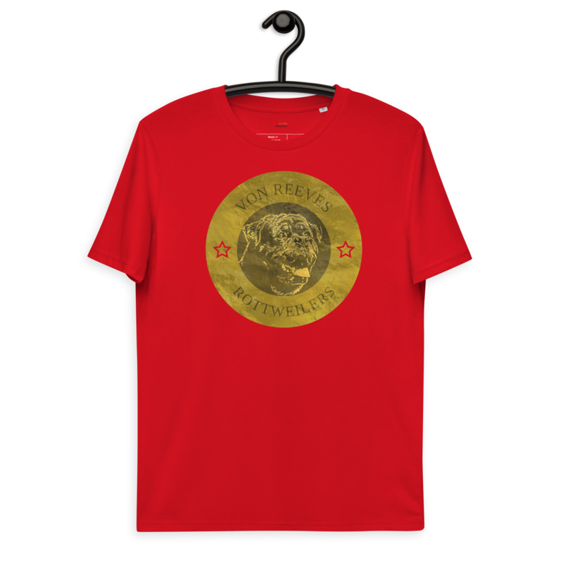 VON REEVES COIN OF THOR (GOLD) Unisex organic cotton t-shirt (RED)