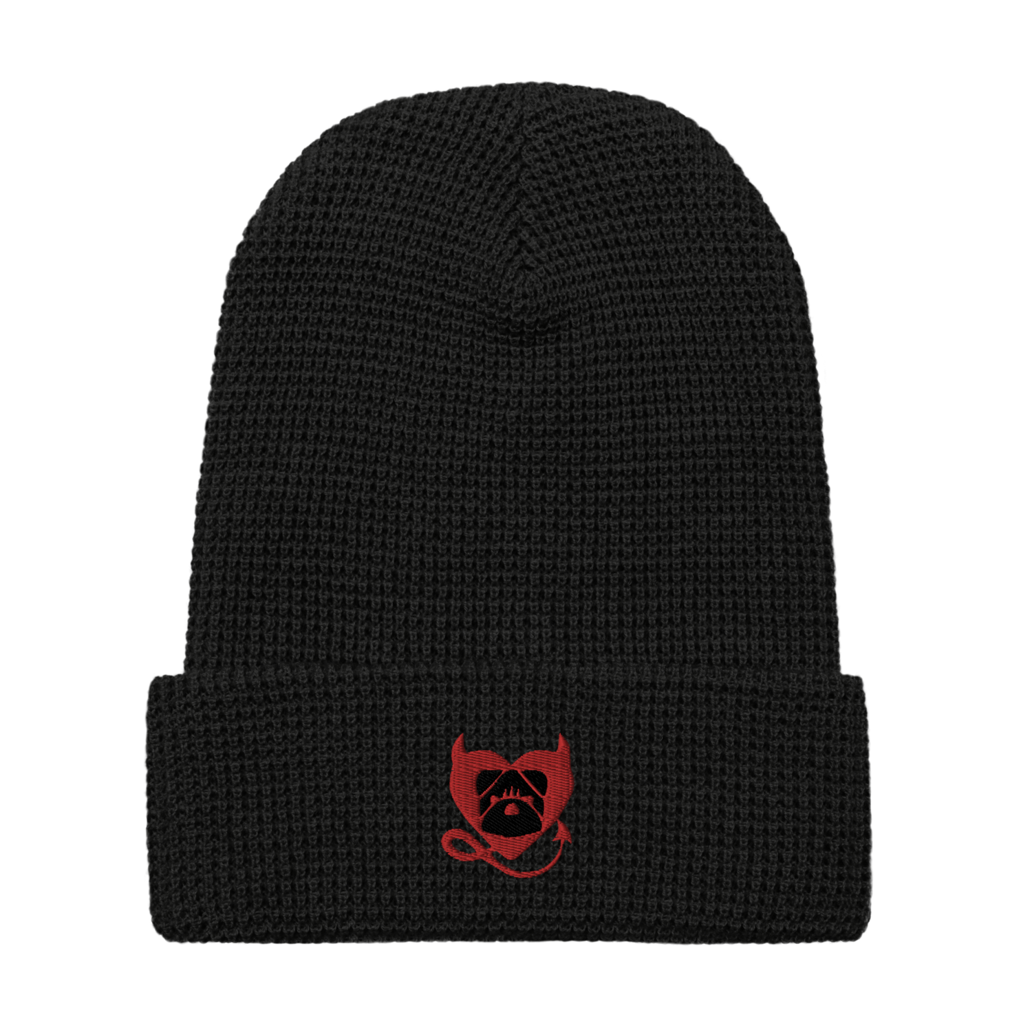 BULLYCRUSH (RED/BLACK) EMBROIDERED UNISEX Waffle beanie, Color: Black