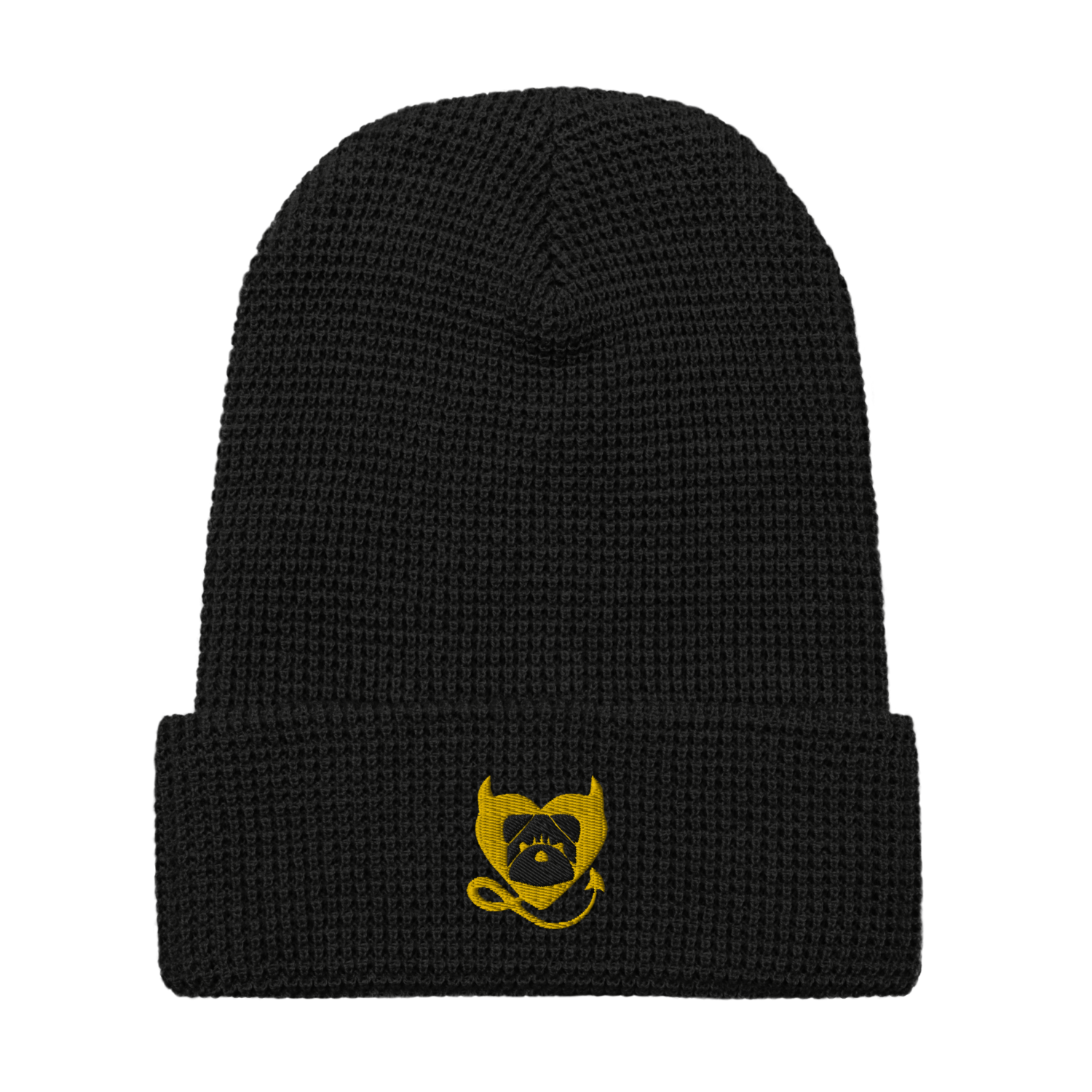 BULLYCRUSH (YELLOW/BLACK) EMBROIDERED UNISEX Waffle beanie, Color: Black