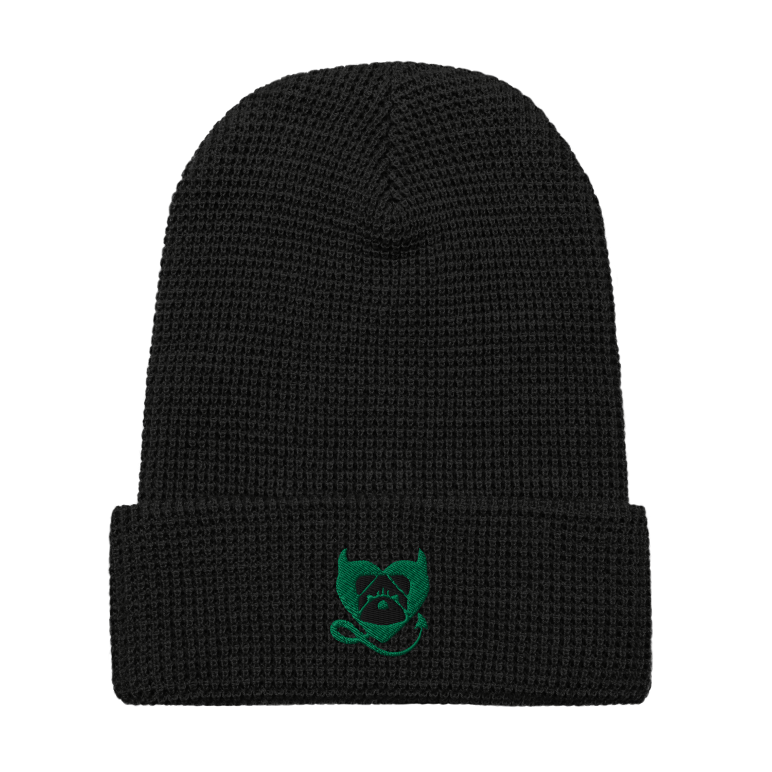 BULLYCRUSH (GREEN/BLACK) EMBROIDERED UNISEX Waffle beanie, Color: Black
