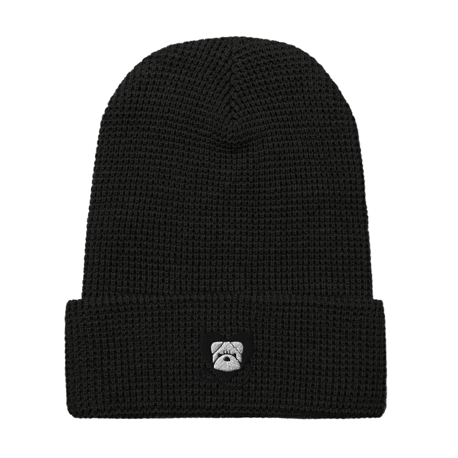 BULLYCRUSH (BLACK/WHITE) EMBROIDERED Waffle beanie, Color: Black