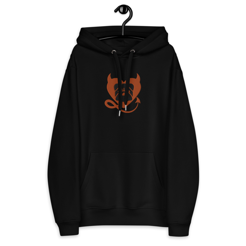 BULLYCRUSH (ORANGE/BLACK) EMBROIDERED Premium UNISEX eco hoodie (BLACK)