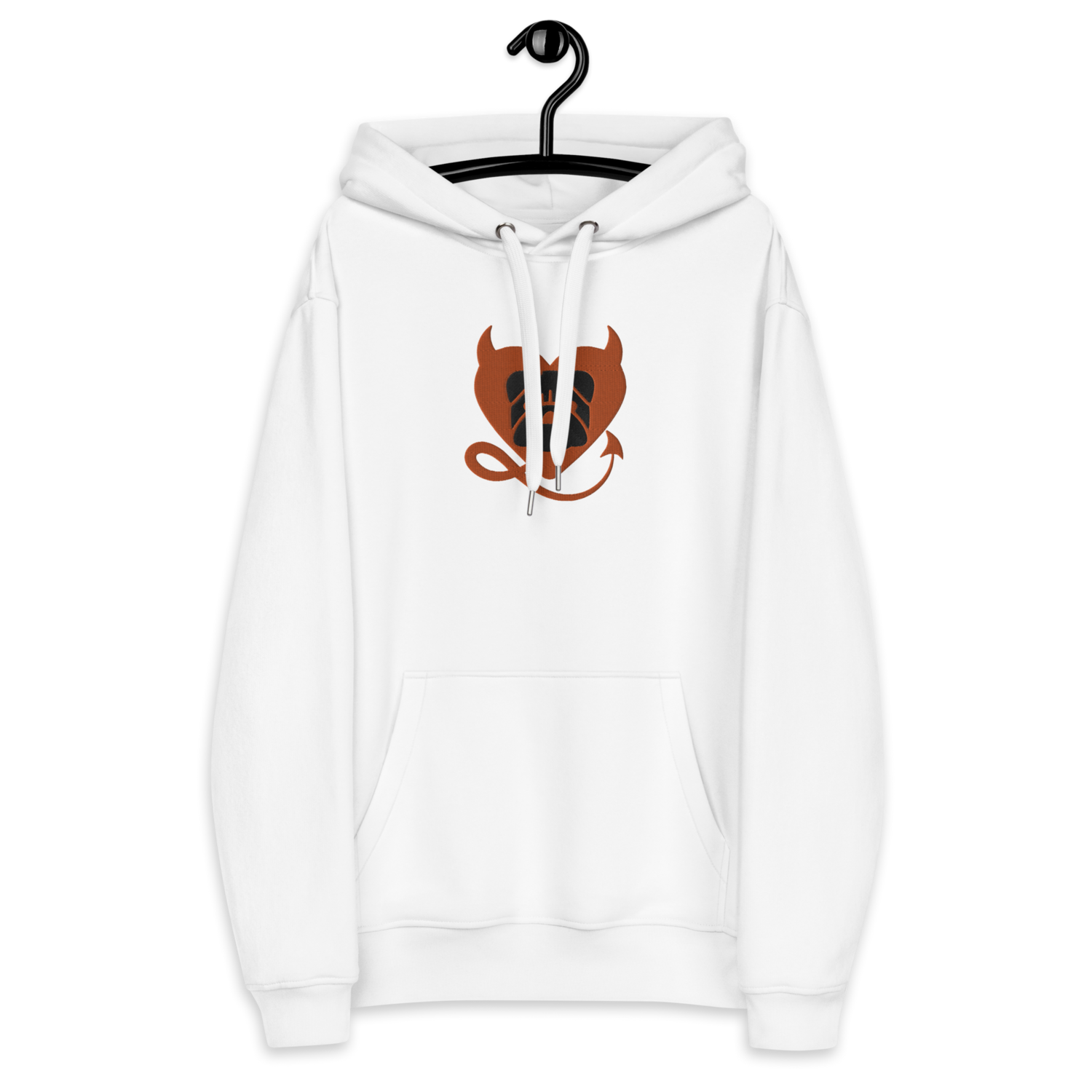 BULLYCRUSH (ORANGE/BLACK) EMBROIDERED Premium UNISEX eco hoodie (WHITE)