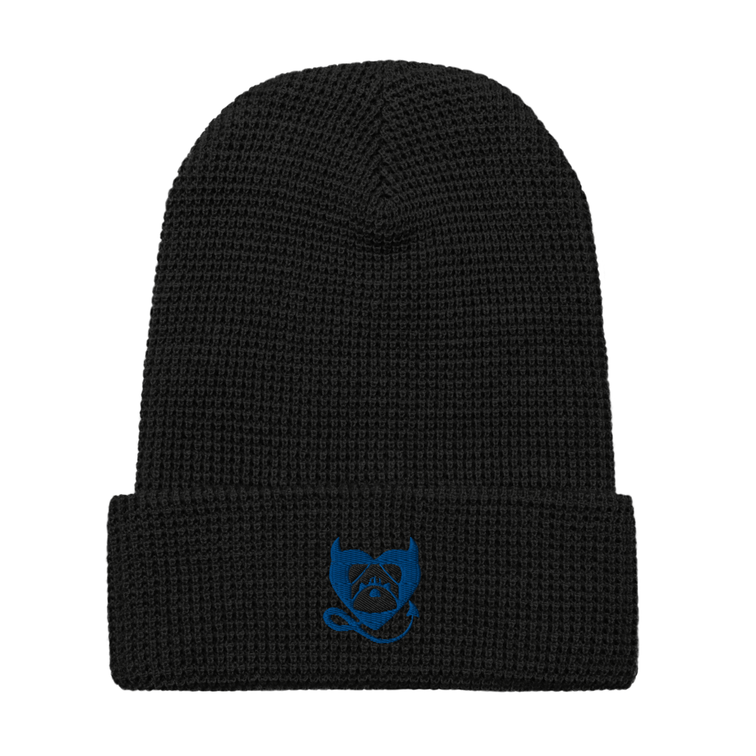 BULLYCRUSH (BLUE/BLACK) EMBROIDERED UNISEX Waffle beanie, Color: Black