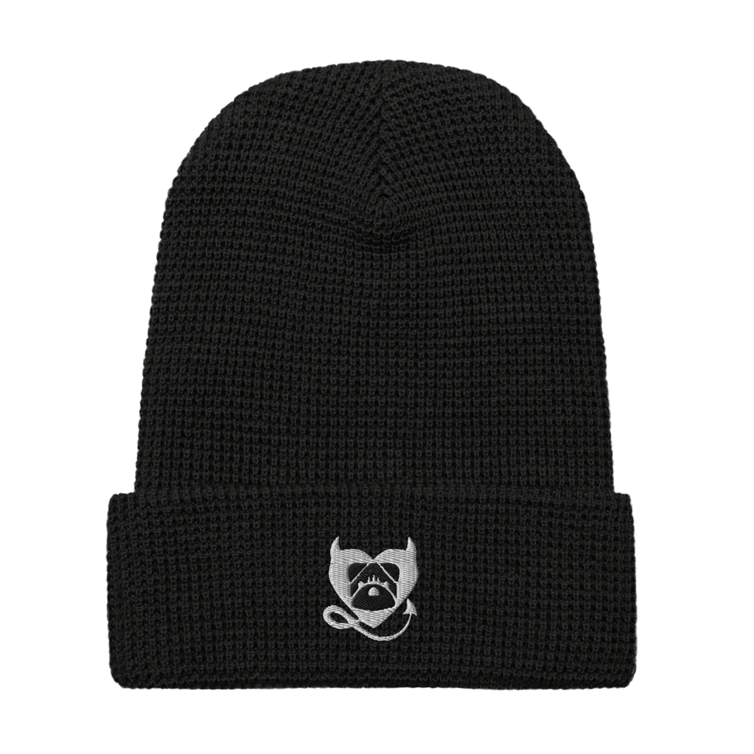 BULLYCRUSH (WHITE/BLACK) EMBROIDERED UNISEX Waffle beanie, Color: Black