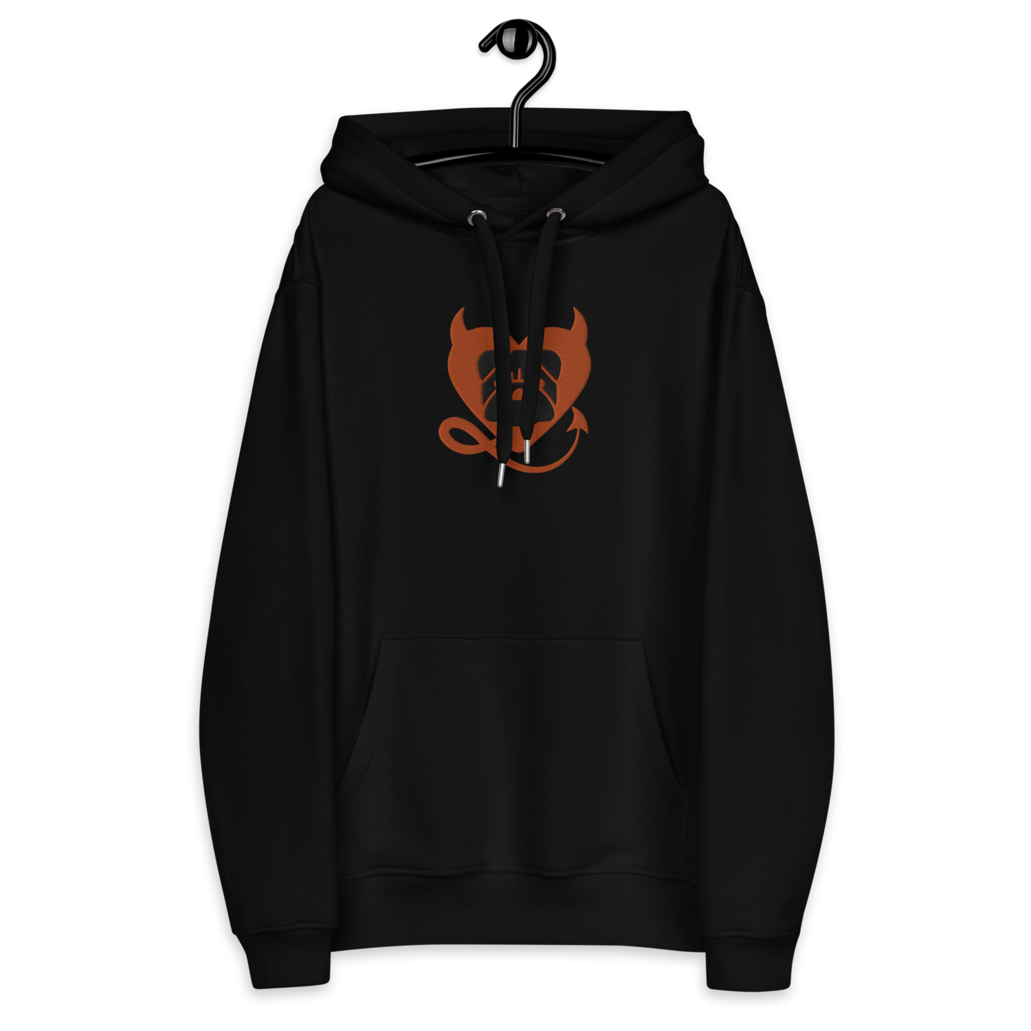 BULLYCRUSH (ORANGE/BLACK) EMBROIDERED Premium UNISEX eco hoodie (BLACK), Color: Black, Size: XS