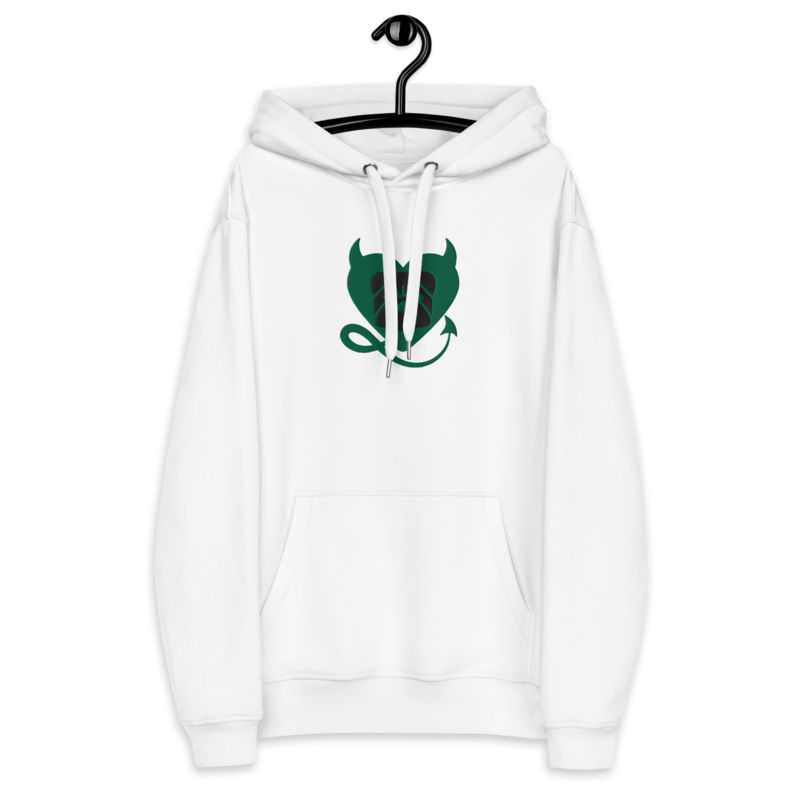 BULLYCRUSH (GREEN/BLACK) EMBROIDERED Premium UNISEX eco hoodie (WHITE)