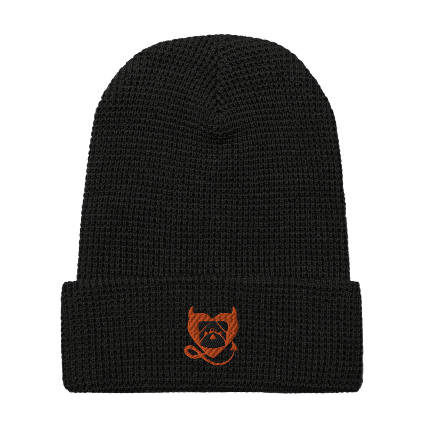 BULLYCRUSH EMBROIDERED (ORANGE/BLACK) UNISEX Waffle beanie, Color: Black