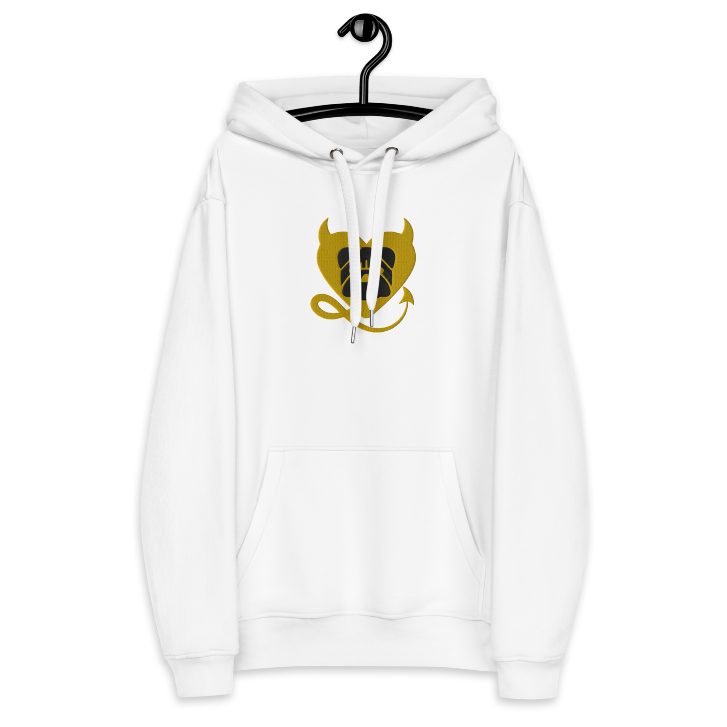 BULLYCRUSH (YELLOW/BLACK) EMBROIDERED Premium UNISEX eco hoodie (WHITE)