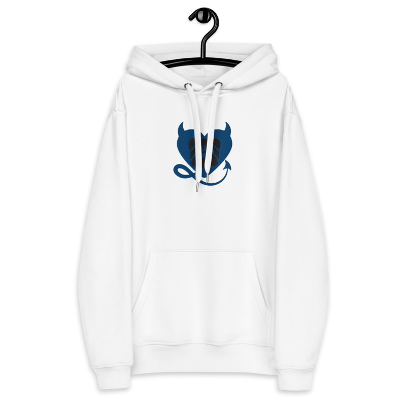 BULLYCRUSH (BLUE/BLACK) EMBROIDERED Premium UNISEX eco hoodie (WHITE)