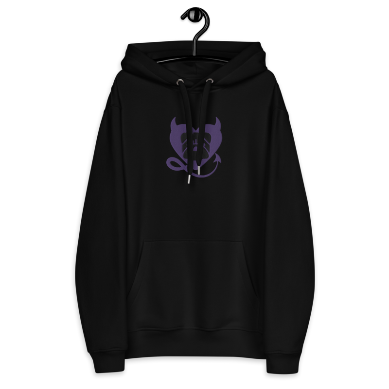 BULLYCRUSH (PURPLE/BLACK) EMBROIDERED Premium UNISEX eco hoodie (BLACK)