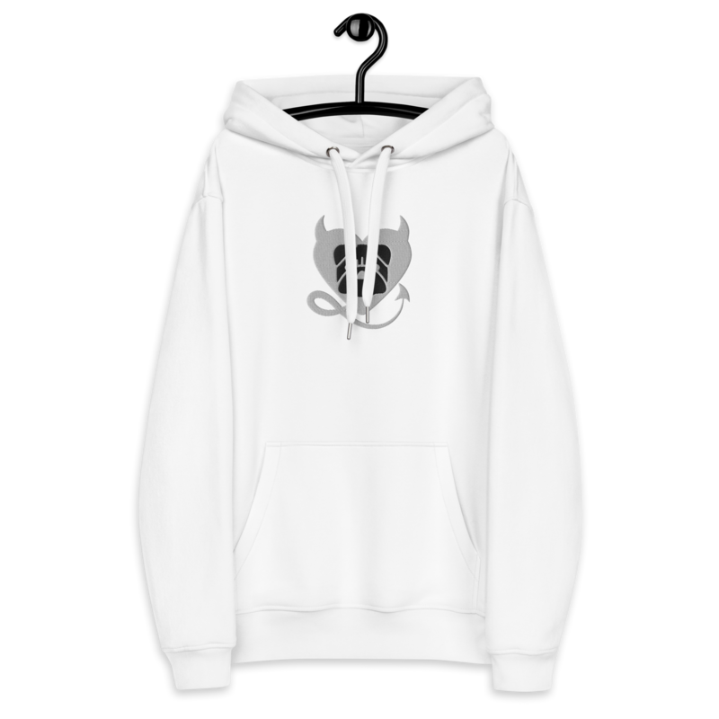 BULLYCRUSH (WHITE/BLACK) EMBROIDERED Premium UNISEX eco hoodie (WHITE)