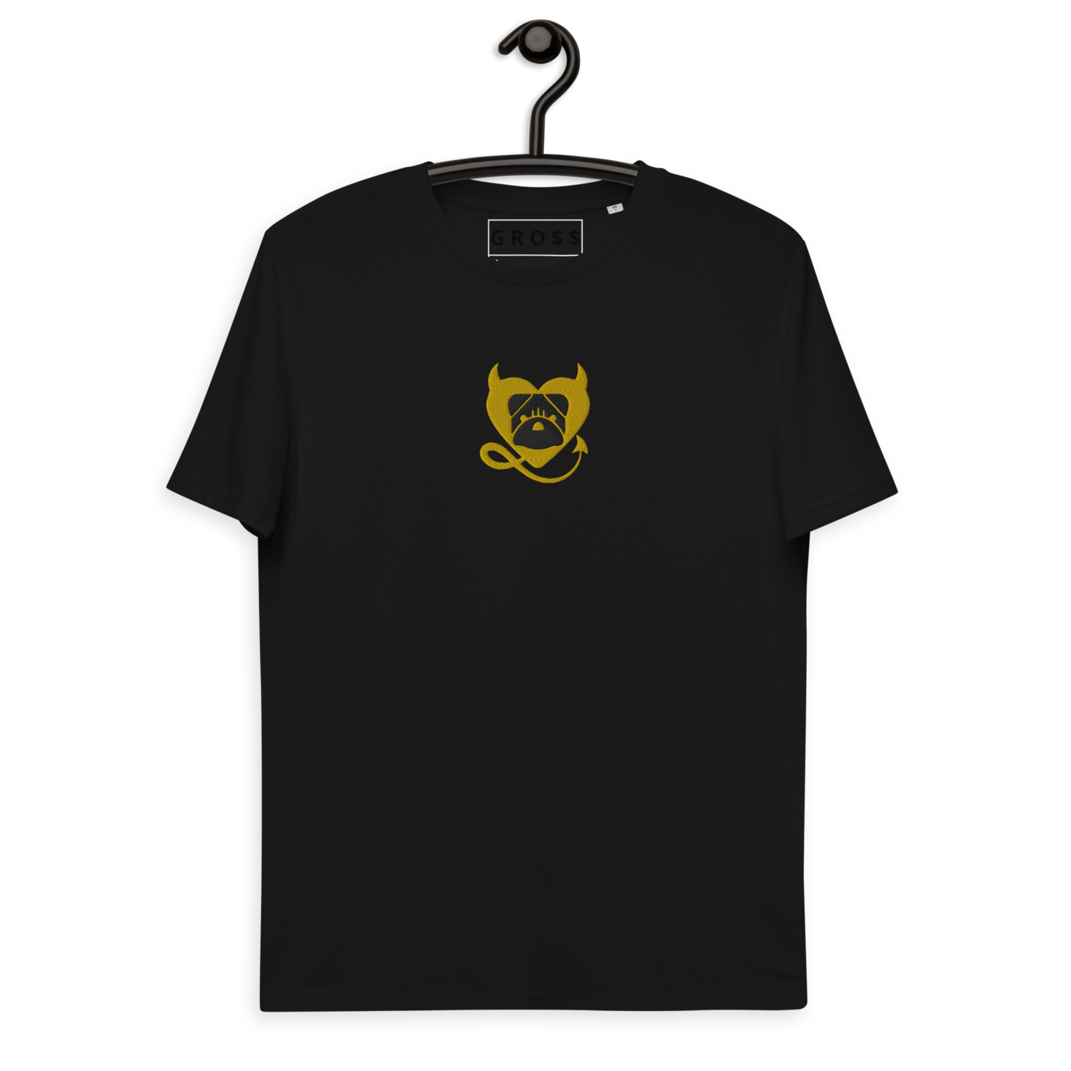 BULLYCRUSH (YELLOW/BLACK) EMBROIDERED PREMIUM Unisex organic cotton t-shirt, Color: Black, Size: S