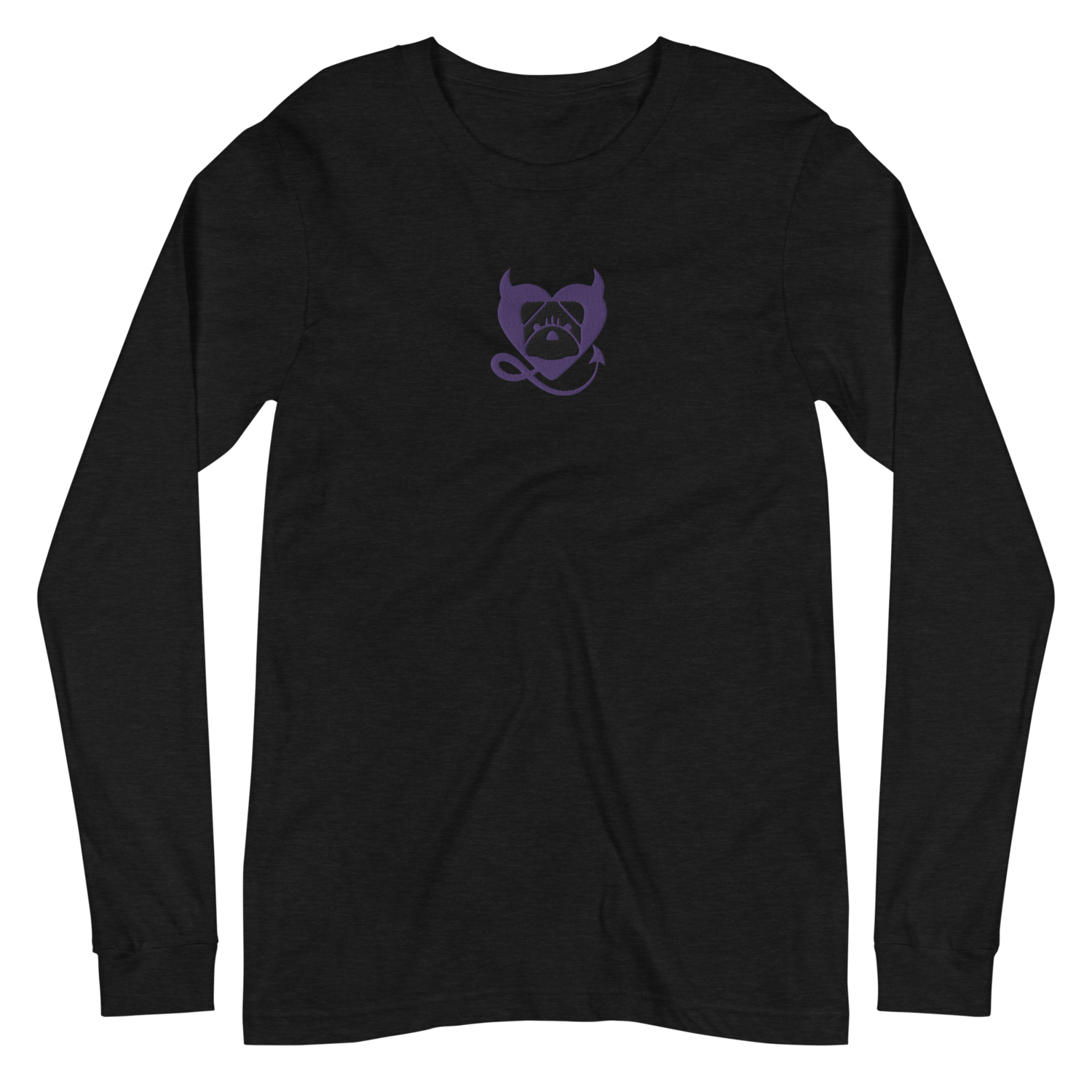 BULLYCRUSH (PURPLE/BLACK) EMBROIDERED Unisex Long Sleeve Tee, Color: Black Heather, Size: XS