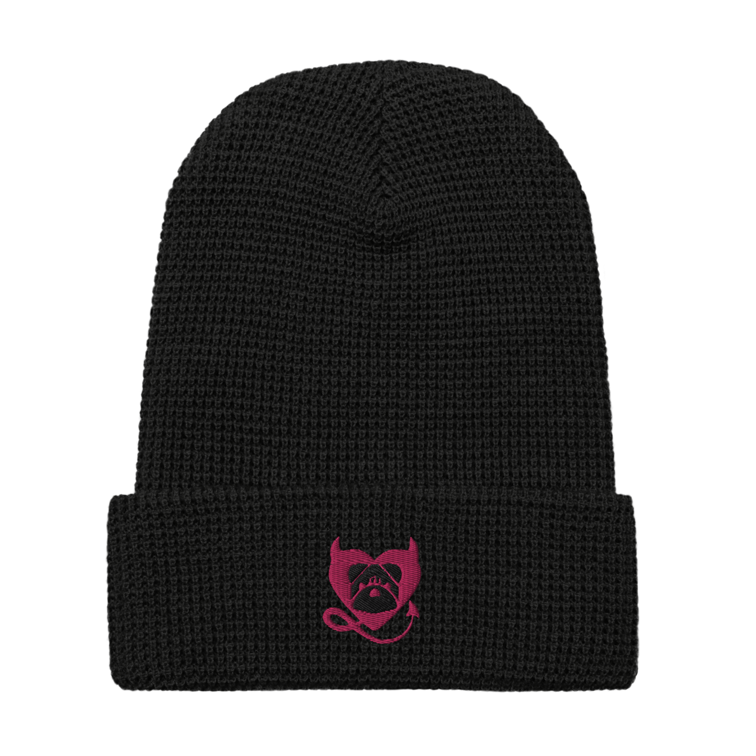 BULLYCRUSH (PINK/BLACK) EMBROIDERED UNISEX Waffle beanie, Color: Black