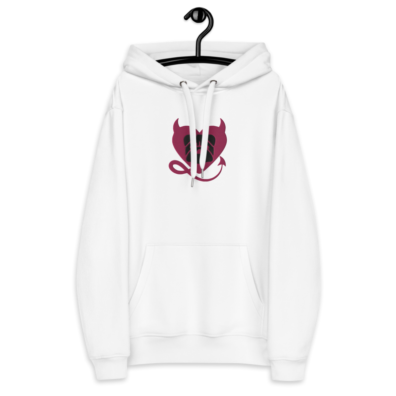 BULLYCRUSH (PINK/BLACK) EMBROIDERED Premium UNISEX eco hoodie (WHITE)
