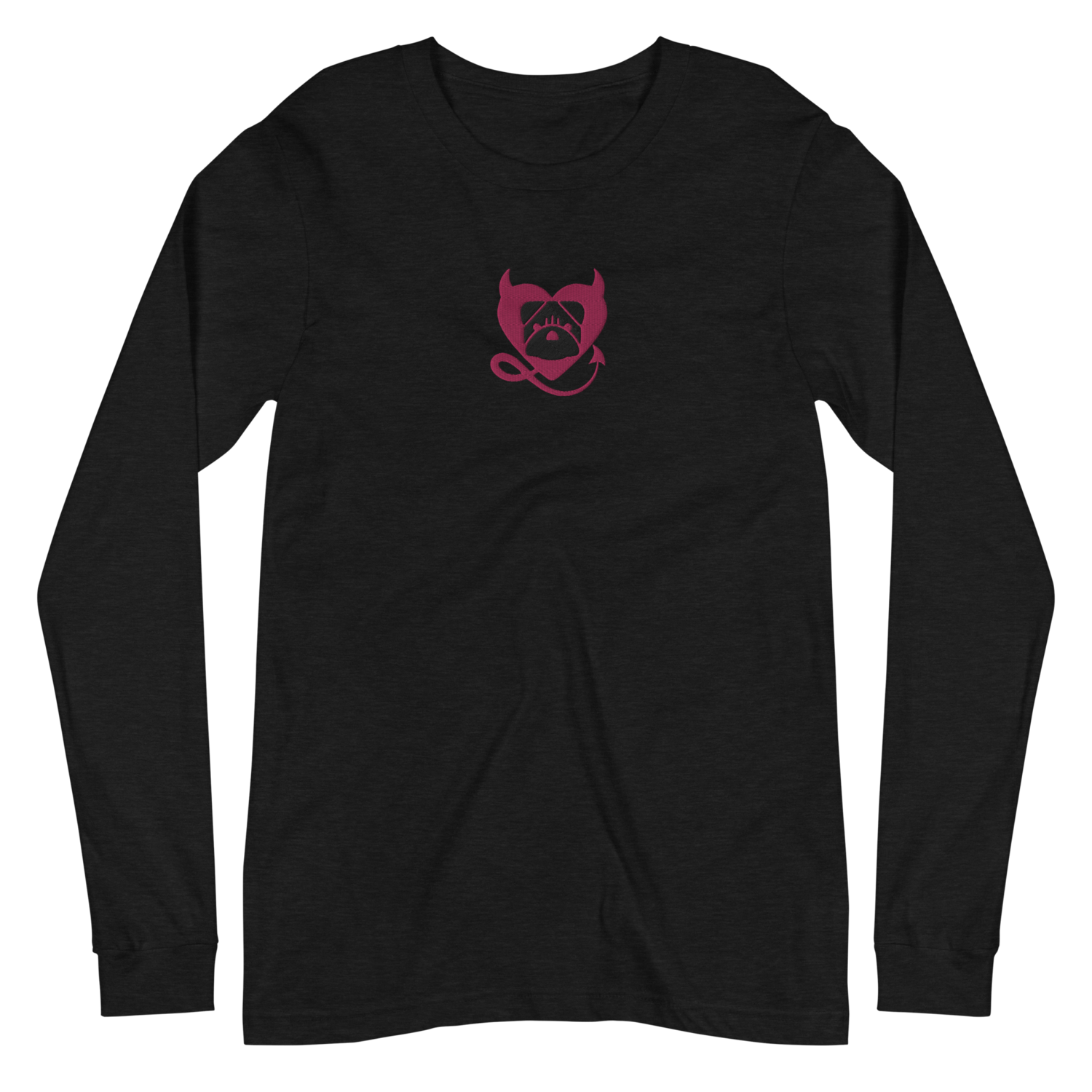 BULLYCRUSH (PINK/BLACK) EMBROIDERED Unisex Long Sleeve Tee, Color: Black Heather, Size: XS