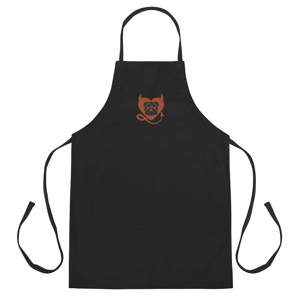 BULLYCRUSH (ORANGE/BLACK) Embroidered Apron, Color: Black