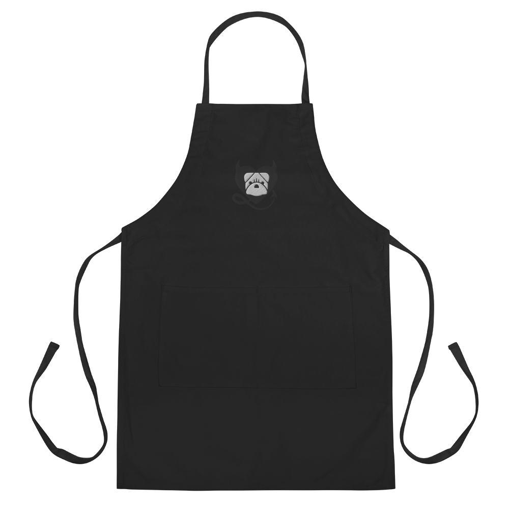 BULLYCRUSH (BLACK/WHITE) PREMIUM Embroidered Apron, Color: Black